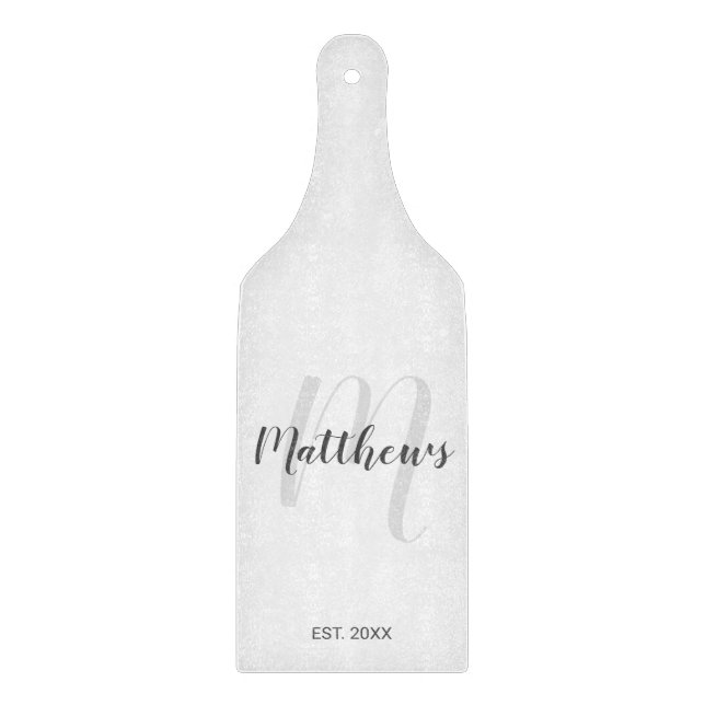 Modern Script Personalised Monogram & Family Name Cutting Board (Front)
