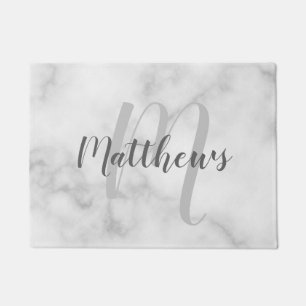 Modern Script Personalised Monogram & Family Name  Doormat
