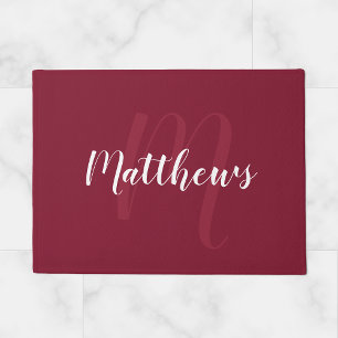 Modern Script Personalised Monogram & Family Name  Doormat