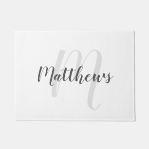 Modern Script Personalised Monogram & Family Name Doormat