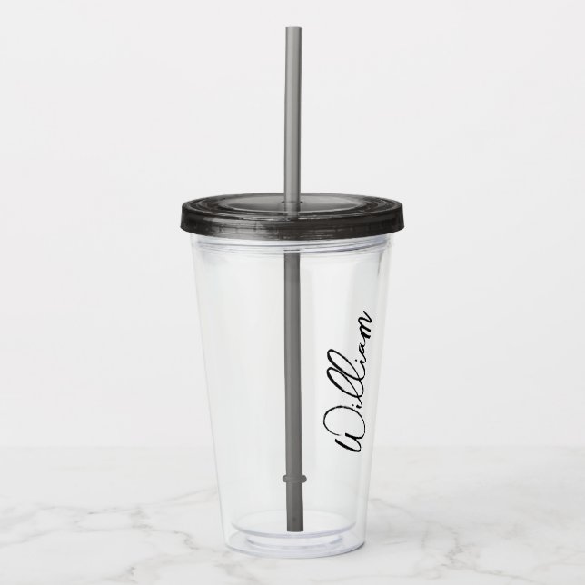 Modern Script Personalised Name Acrylic Tumbler (Front)