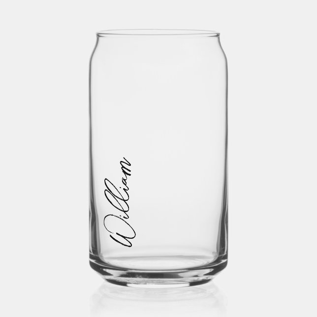 Modern Script Personalised Name Can Glass (Front)