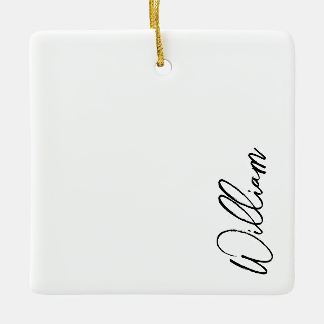 Modern Script Personalised Name Ceramic Ornament (Front)
