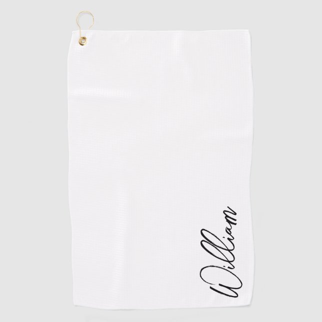 Modern Script Personalised Name Golf Towel (Front)