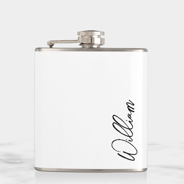 Modern Script Personalised Name Hip Flask (Creator Uploaded)