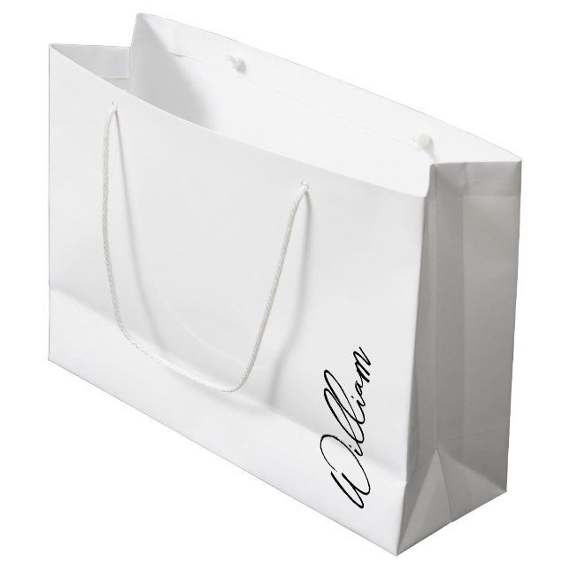 Modern Script Personalised Name Large Gift Bag (Front Angled)
