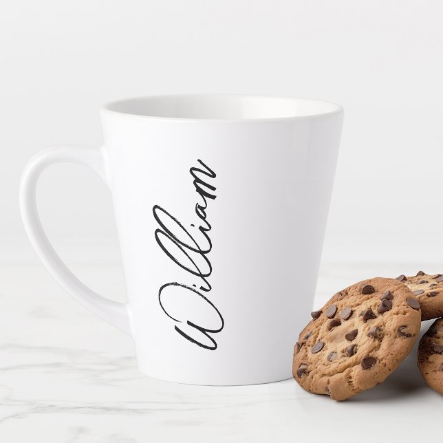 Modern Script Personalised Name Latte Mug (Creator Uploaded)