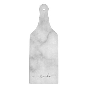 Modern Script Personalised Name White Marble Cutting Board