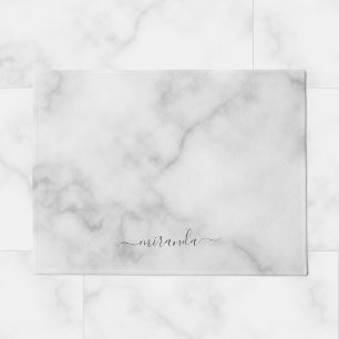 Modern Script Personalised Name White Marble Doormat