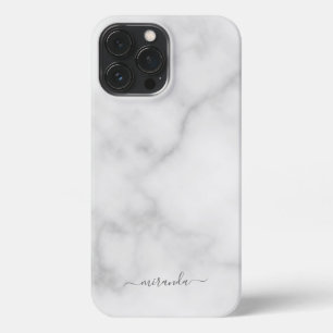 Modern Script Personalised Name White Marble iPhone 13 Pro Max Case
