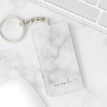 Modern Script Personalised Name White Marble Key Ring<br><div class="desc">Modern Script Personalised Name White Marble Gift
featuring personalised name in grey modern script font style on white marble background.

Perfect as holiday gift for her and gift for any special occasions.</div>
