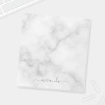 Modern Script Personalised Name White Marble Notepad<br><div class="desc">Modern Script Personalised Name White Marble Gift
featuring personalised name in grey modern script font style on white marble background.</div>