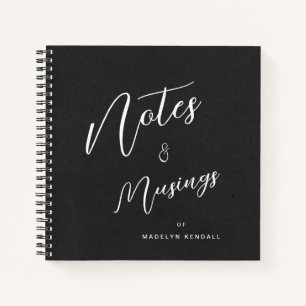 Modern Script Personalised Notes & Musings Black Notebook