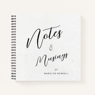 Modern Script Personalised Notes & Musings White Notebook