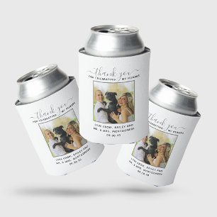 Modern Script Personalised Pet Wedding Photo Can Cooler