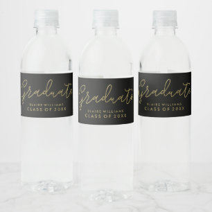 Modern Script Personalised Photo Graduation Water Bottle Label
