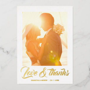 Modern script personalised wedding thank you card