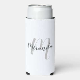 Modern Script Personalized Monogram and Name Can C Seltzer Can Cooler