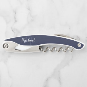 Modern Script Personalized Monogram and Name Corkscrew