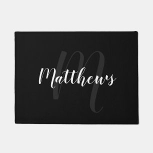 Modern Script Personalized Monogram & Family Name  Doormat