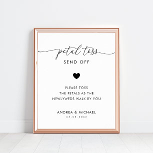 Modern Script Petal Toss Send Off Wedding Sign