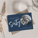 Modern Script Photo 60th Birthday Navy Blue  Invitation<br><div class="desc">An elegant "60th Birthday" party invitation design with personalised photo,  modern typography and custom text.</div>