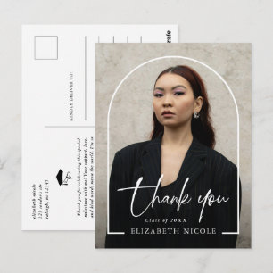 Modern Script  Photo Arch Graduation Thank You Postcard