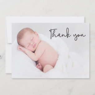 Modern Script Photo Baby Shower Thank you Card