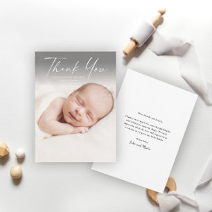 Modern Script Photo Baby Thank You Card