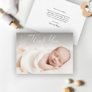 Modern Script Photo Baby Thank You Card