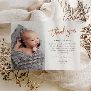 Modern Script Photo Baby Thank You Card