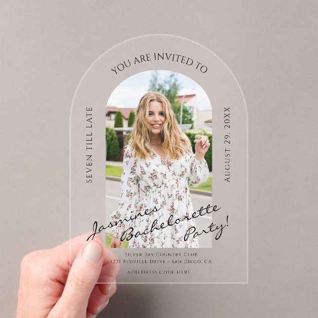 modern script  photo bachelorette Invitation  (Insitu (Handheld))