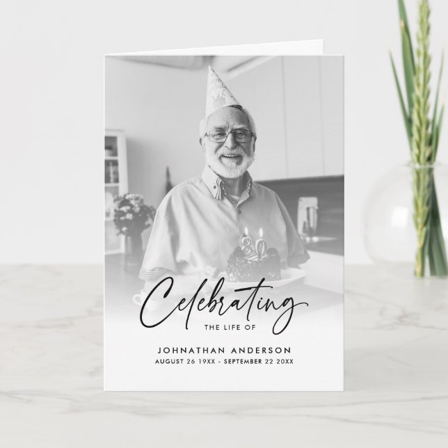 Modern Script Photo Celebration of Life Folded Programme (Front)