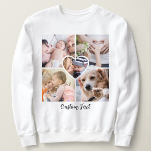 Modern Script Photo Collage Heart w/ Custom Text  Sweatshirt