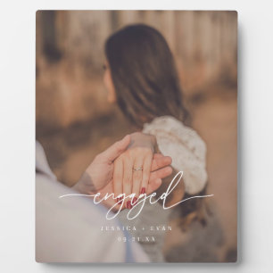 Modern Script Photo Custom Engagement Plaque