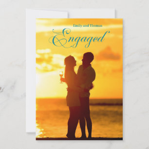 Modern script photo engagement invitation