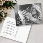 Modern Script Photo Engagement Save The Date Postcard<br><div class="desc">Customise with your own photo on this "Save the Date" wedding postcard. Announce your engagement,  personalise the names (bride and groom),  location,  wording,  return address,  wedding website and sign off with your upcoming wedding details. Congratulations!

Let me know if you need assistance with this design.</div>