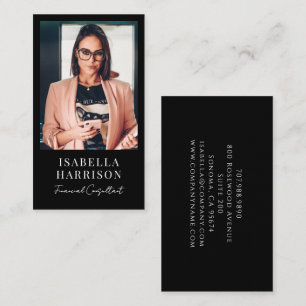 Modern Script Photo Financial Consultant Business Card