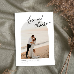 Modern Script Photo Flat Wedding Thank You Card