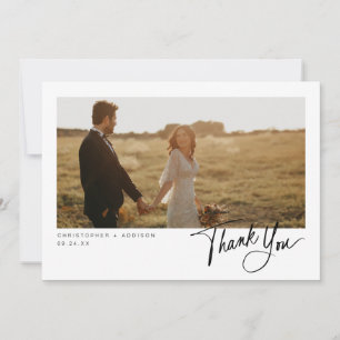 Modern Script Photo Flat Wedding Thank You Card