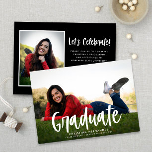 Modern Script Photo Graduate Graduation Photo Announcement