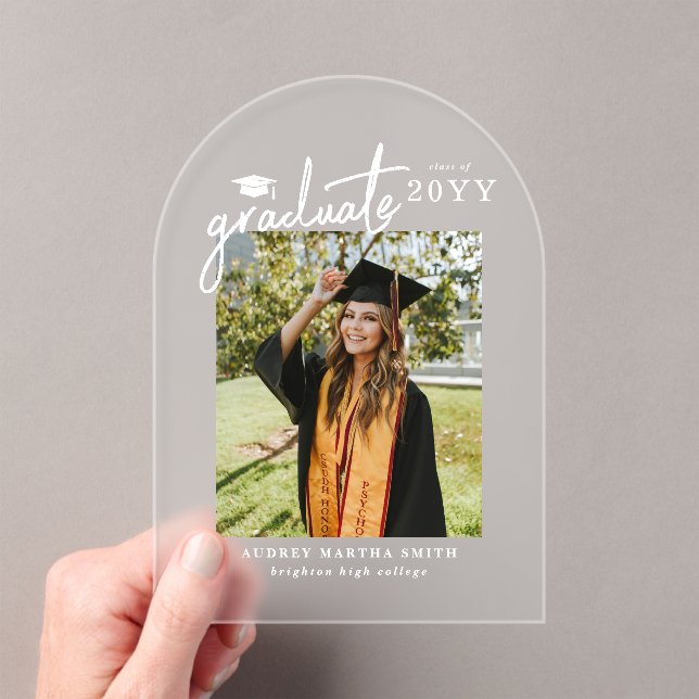 Modern Script Photo Graduation Announcement (Insitu (Handheld))