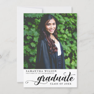 Modern Script Photo Graduation Announcement