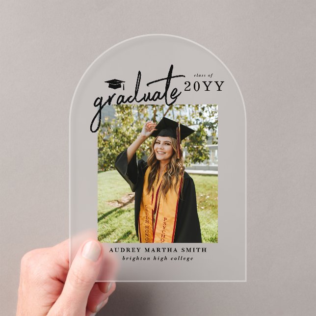 Modern Script Photo Graduation Announcement (Insitu (Handheld))