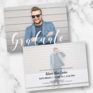 Modern Script Photo Graduation Announcement