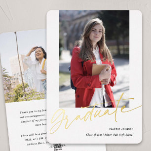 Modern script photo graduation announcement