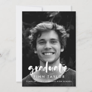 Modern script Photo graduation announcement