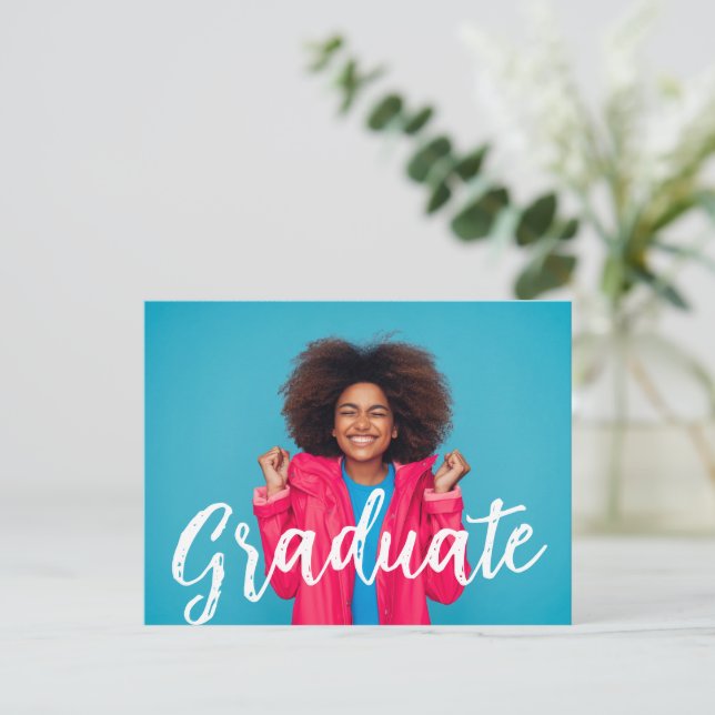Modern Script Photo Graduation Announcement  (Standing Front)