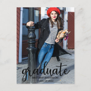 Modern Script Photo Graduation Announcement Postcard