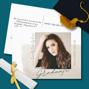 Modern Script Photo Graduation Announcement Postcard